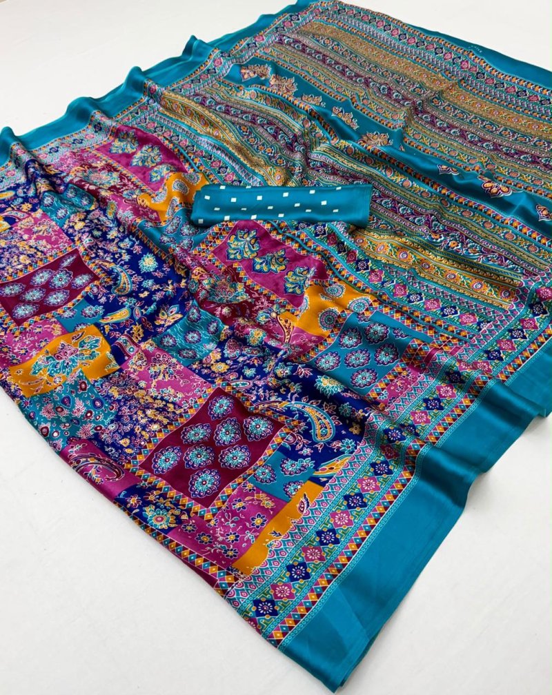 Pure Ajrakh 063 By Rajtex Modal Satin Ajrakh Print Saree